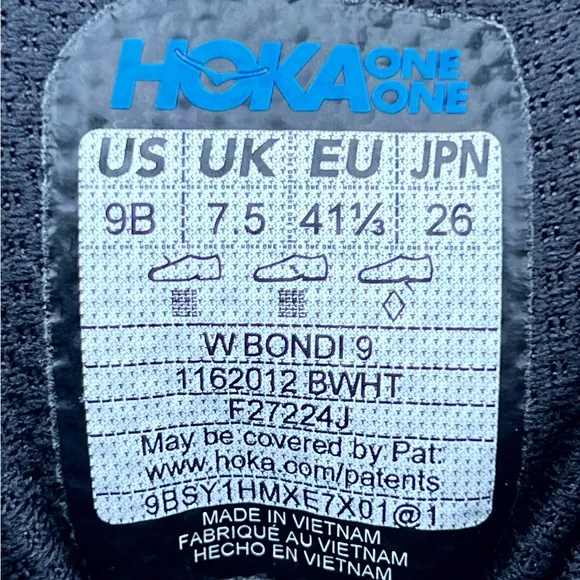 Hoka One One Bondi 9 Women’s Running Walking Gym Shoes Sneakers Black White - 9