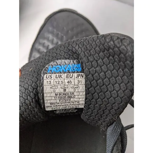Hoka One One Bondi SR 1110520 Men's Size 13 Slip Resistant Shoes Sneakers