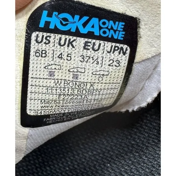 Hoka One One Bondi X Women's Size 6 Running Shoes Pink White 1113513 BDBPY