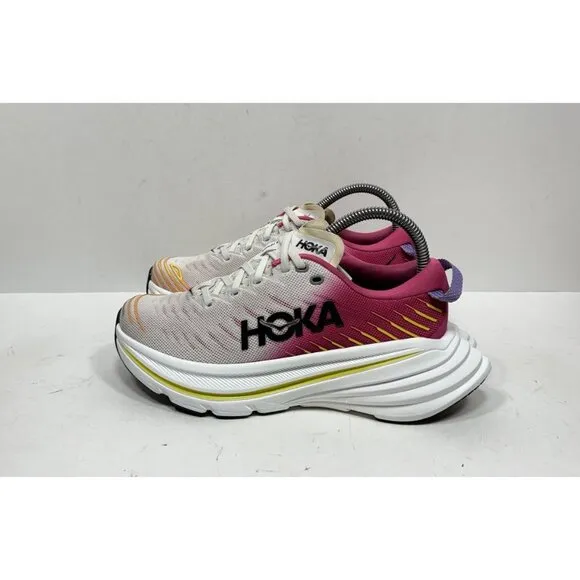 Hoka One One Bondi X Women's Size 6 Running Shoes Pink White 1113513 BDBPY