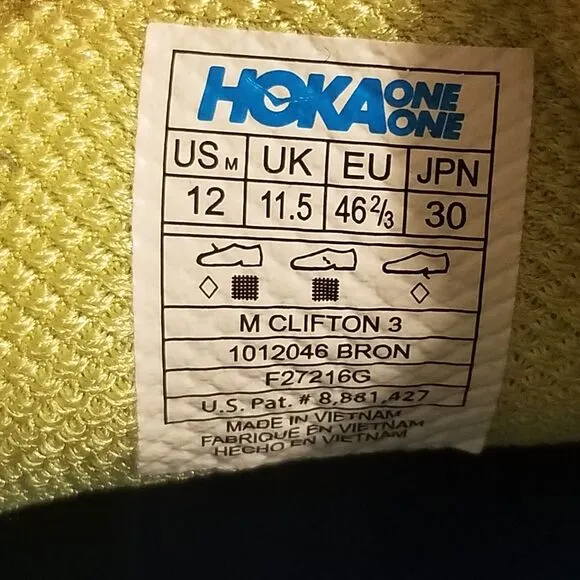 Hoka One One Clifton 3 Men's Size 12 Blue Running Shoes Sneakers 1012046BRON