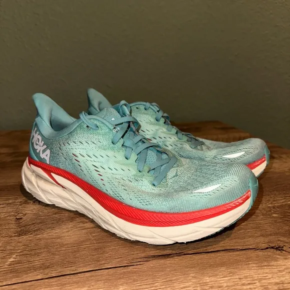 Hoka One One Clifton 8 1119394 Aqua  Running Shoes Womens size 9B