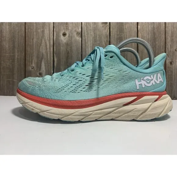 Hoka One One Clifton 8 Women's 7.5B Running Shoes Blue Sneakers 1119394