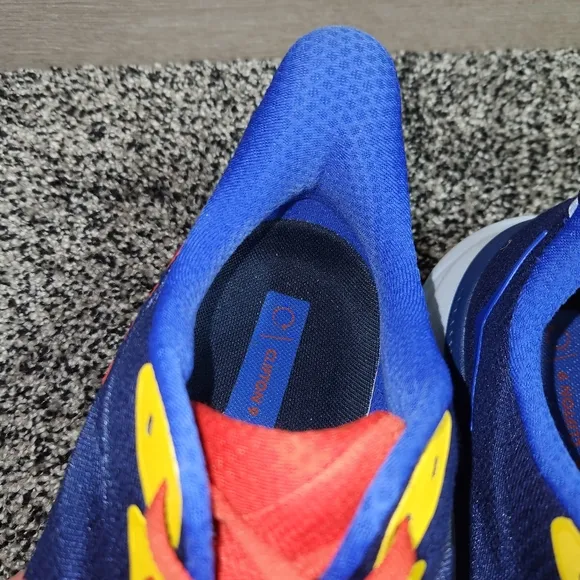 Hoka One One Clifton 9 Men 11.5 D Blue Red Yellow Running Walking Athletic Shoes