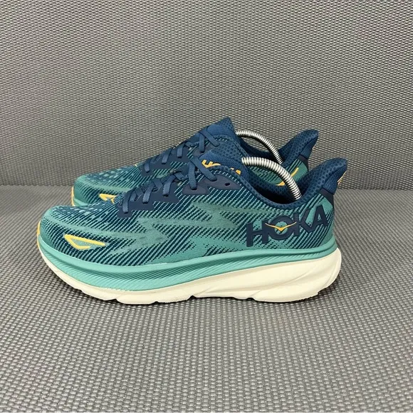 Hoka One One Clifton 9 Midnight White Oceanic Men’s Athletic Running Shoes Sz 10