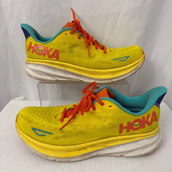 Hoka‎ One One Clifton 9 Running Shoes Mens 10.5 D Passion Fruit Maize Sneakers