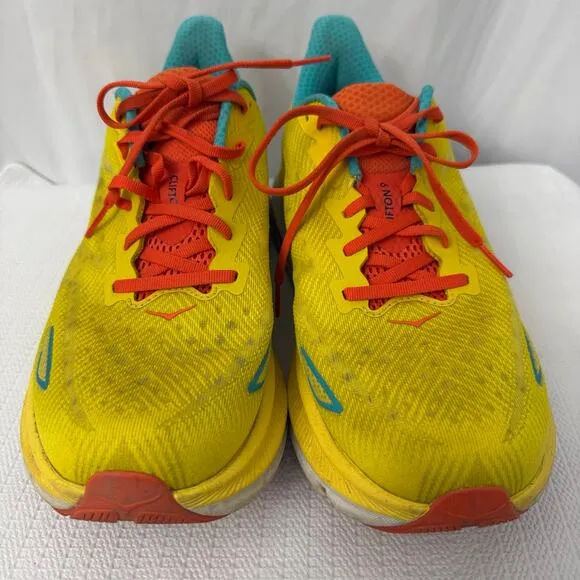 Hoka‎ One One Clifton 9 Running Shoes Mens 10.5 D Passion Fruit Maize Sneakers