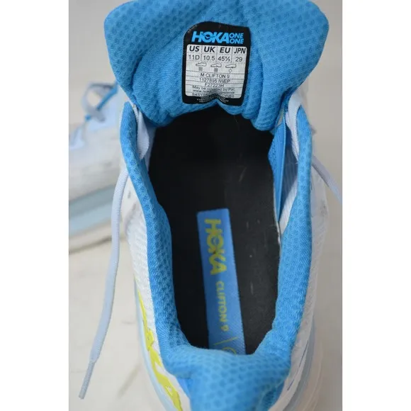 Hoka One One Clifton 9 Sneakers Mens 11 D Blue 1127895 IWEP Running Gym Shoes
