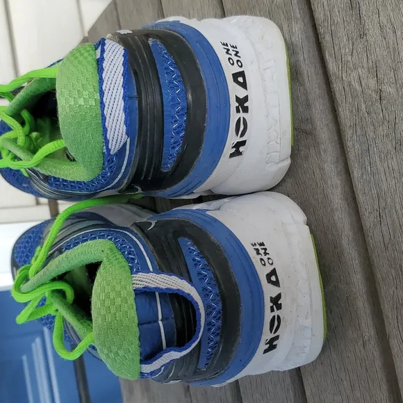 Hoka One One Conquest 2 Blue With Green Lace Up Sneakers - Size 11.5