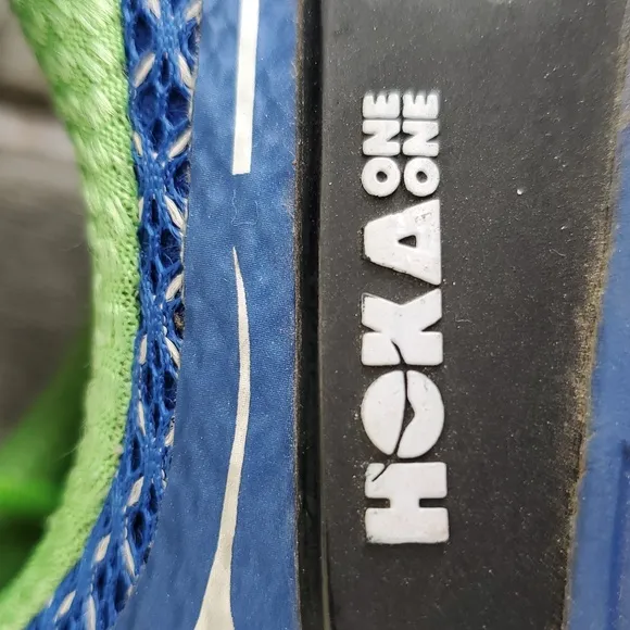 Hoka One One Conquest 2 Blue With Green Lace Up Sneakers - Size 11.5