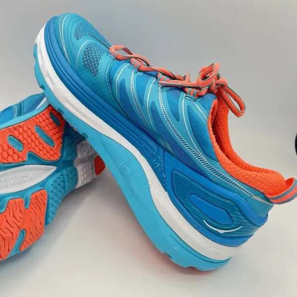 Hoka One One Constant Women's Size 9.5 Running Shoes Blue Atoll Neon Coral