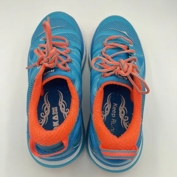 Hoka One One Constant Women's Size 9.5 Running Shoes Blue Atoll Neon Coral