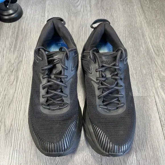 Hoka One One Mens Bondi 7 1110518 BBLC Black Running Shoes Sneakers Size 11