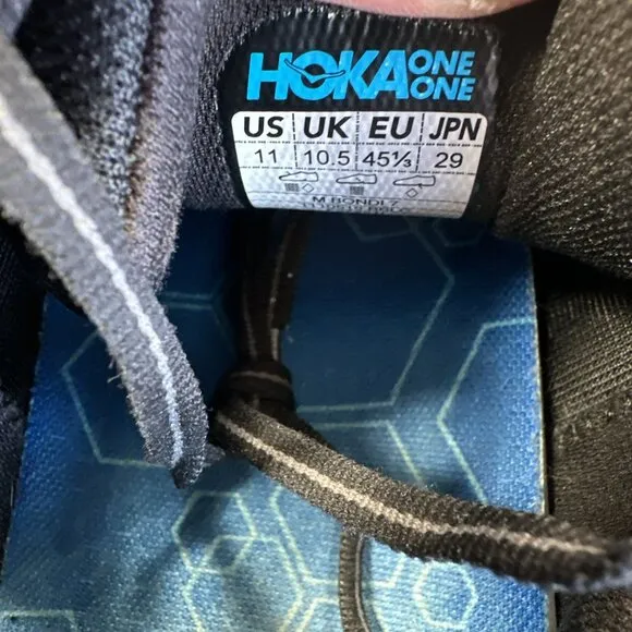 Hoka One One Mens Bondi 7 1110518 BBLC Black Running Shoes Sneakers Size 11