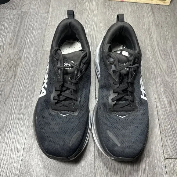 Hoka One One Mens Bondi 8 1123202 BWHT Black Running Shoes Sneakers Size 11.5 D