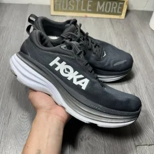 Hoka One One Mens Bondi 8 1123202 BWHT Black Running Shoes Sneakers Size 11.5 D