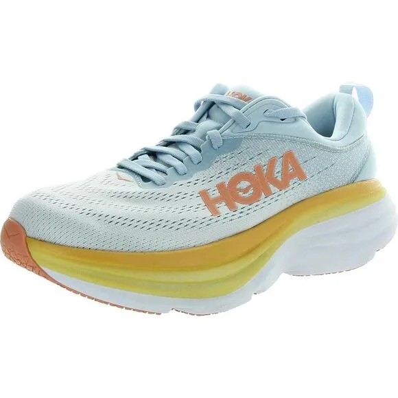 Hoka One One Mens Bondi 8 Blue Performance Gym Running Shoes Sneakers New