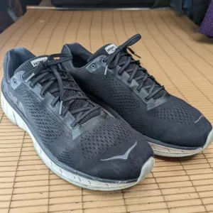 Hoka One One Mens Cavu 1019281 BWHT Black Running Shoes Sneakers Size 15 EUC!