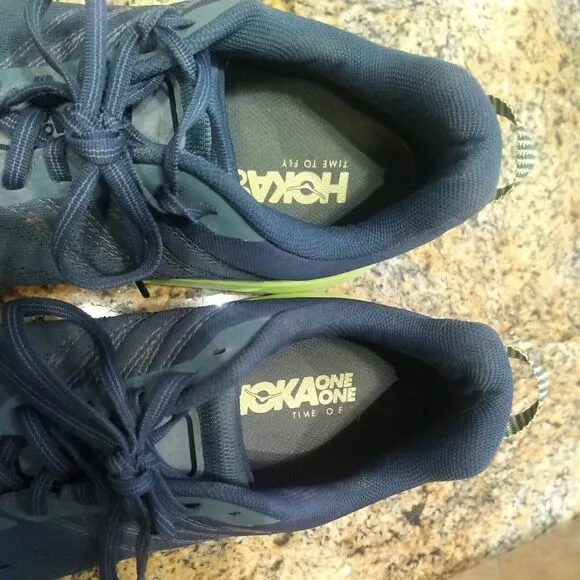 HOKA ONE ONE Mens CLIFTON 6 Sz 12.5 Blue Green Running Athletic Cushioned Shoes