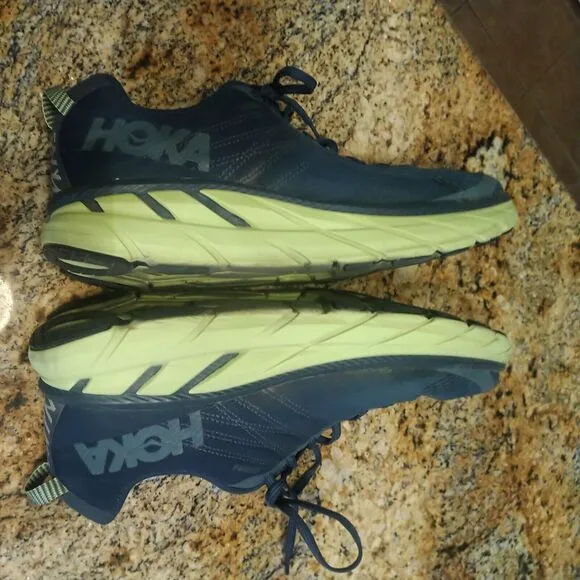 HOKA ONE ONE Mens CLIFTON 6 Sz 12.5 Blue Green Running Athletic Cushioned Shoes