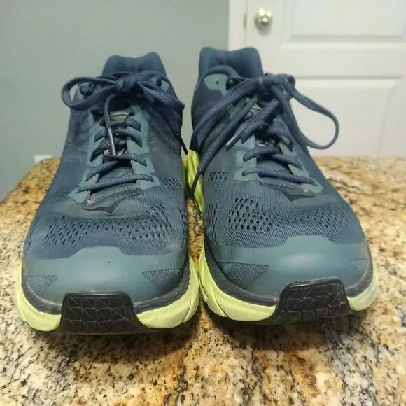 HOKA ONE ONE Mens CLIFTON 6 Sz 12.5 Blue Green Running Athletic Cushioned Shoes