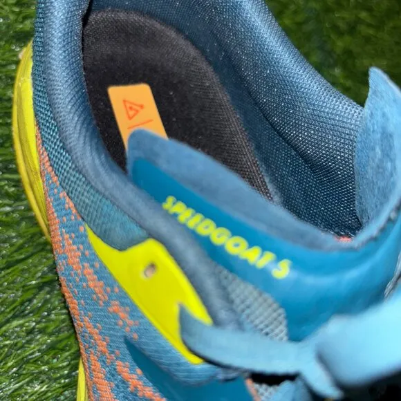 Hoka One One Speedgoat 5 Mens 9.5D Blue Orange Y ellow Running Walking Trail