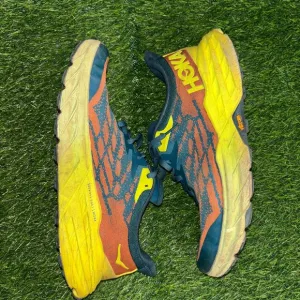 Hoka One One Speedgoat 5 Mens 9.5D Blue Orange Y ellow Running Walking Trail