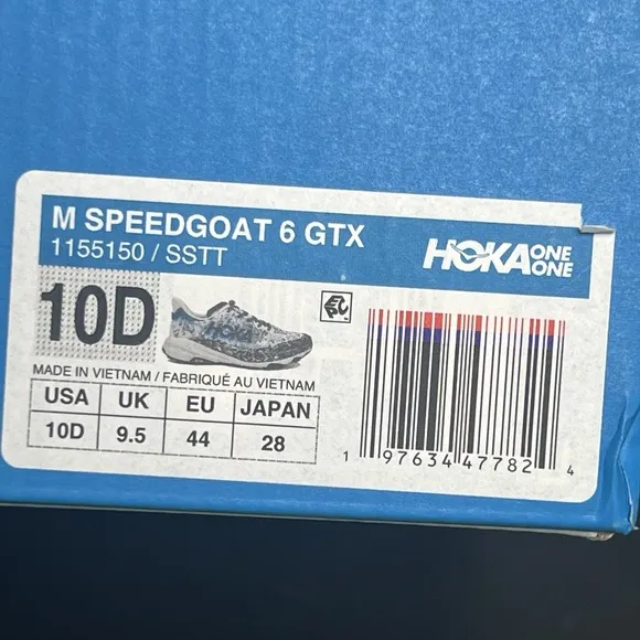 Hoka One One Speedgoat 6 GTX Men's Size 10 Blue Gray Running Shoes TRIED ON