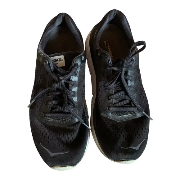 Hoka One One Womens Cavu Running Shoes Black Low Top Textile Lace Up Mesh 8 US