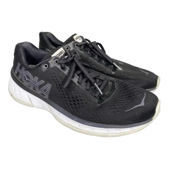 Hoka One One Womens Cavu Running Shoes Black Low Top Textile Lace Up Mesh 8 US