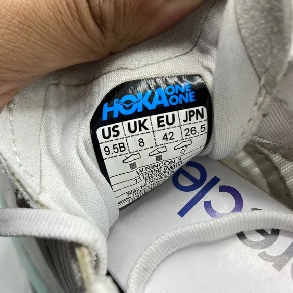 Hoka One One Womens Rincon 3 White Blue Glass Running Shoes Size 9.5b (5080268)
