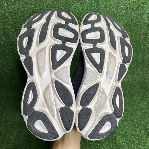 Hoka One Womens Bondi 8 BWHT Black White Running Shoes Sneakers - Size 9