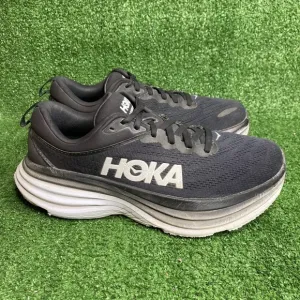 Hoka One Womens Bondi 8 BWHT Black White Running Shoes Sneakers - Size 9