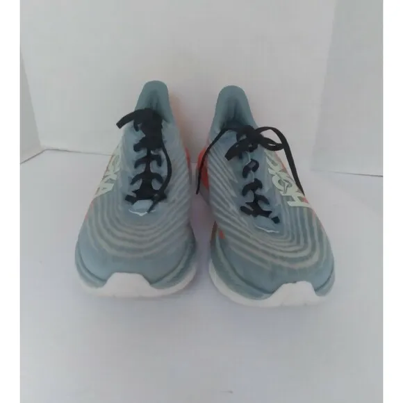 HOKA Running Shoes Athletic Sneaker Wave Pattern Grey Coral Performance Training