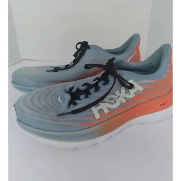 HOKA Running Shoes Athletic Sneaker Wave Pattern Grey Coral Performance Training