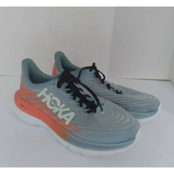 HOKA Running Shoes Athletic Sneaker Wave Pattern Grey Coral Performance Training