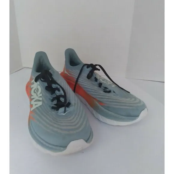 HOKA Running Shoes Athletic Sneaker Wave Pattern Grey Coral Performance Training