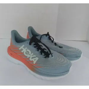 HOKA Running Shoes Athletic Sneaker Wave Pattern Grey Coral Performance Training