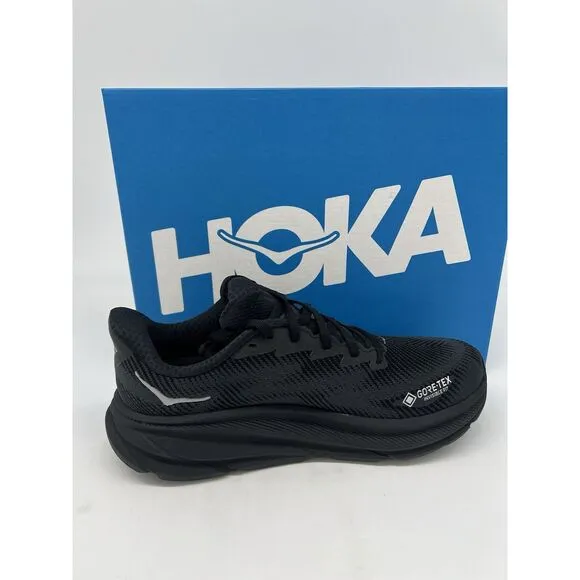 HOKA Women’s Clifton 9 Gore-Tex Running Shoes Black NWB Size 7 B