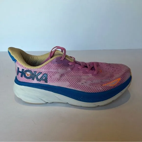 Hoka One Clifton 9 Men's Athletic Shoes Pink/Blue Multi Size 9D