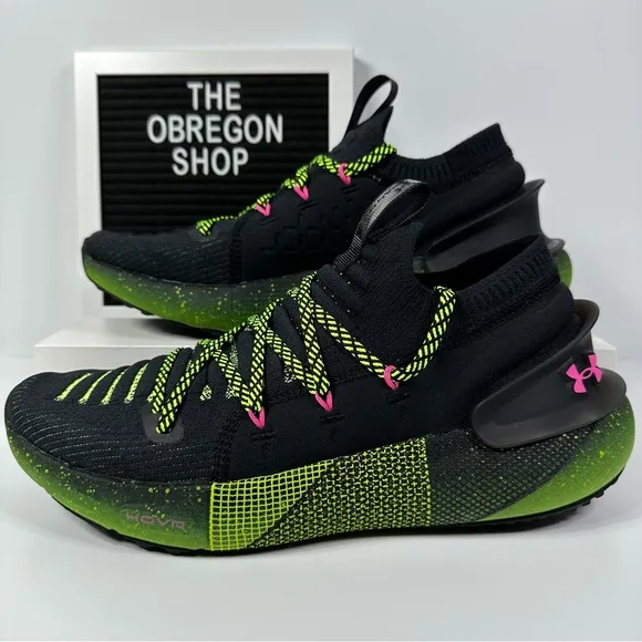 HOVR PHANTOM 3 AMP LIME SURGE MENS RUNNING SHOES SIZE 9.5 INTELLIKNIT GREEN PINK