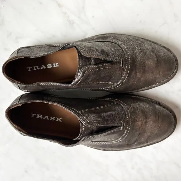 HS Trask Avery Metallic Silver Leather Slip On Loafers Flats - Women's Size 8