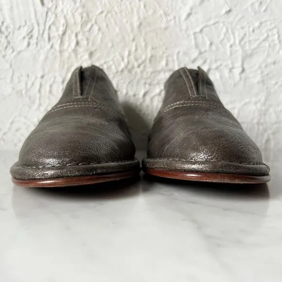 HS Trask Avery Metallic Silver Leather Slip On Loafers Flats - Women's Size 8