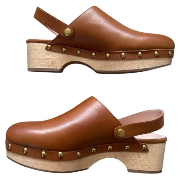 J. Crew Convertible Strap Leather Wood Clogs | 7.5