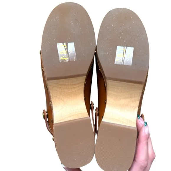 J. Crew Convertible Strap Leather Wood Clogs | 7.5