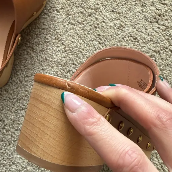 J. Crew Convertible Strap Leather Wood Clogs | 7.5