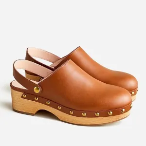 J. Crew Convertible Strap Leather Wood Clogs | 7.5