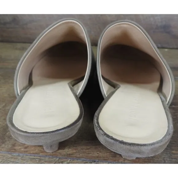 Jenni Kayne Kitten Heel Mule Nubuck Leather Pointed Toe Size 40 Slide On Shoes