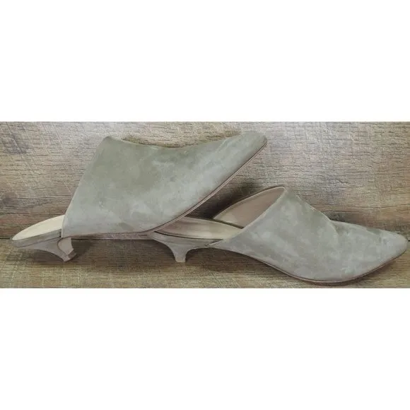 Jenni Kayne Kitten Heel Mule Nubuck Leather Pointed Toe Size 40 Slide On Shoes