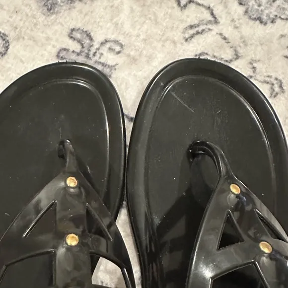 JIMMY CHOO Margot Gladiator Black Jelly Sandal W/ Gold Hardware Size 39